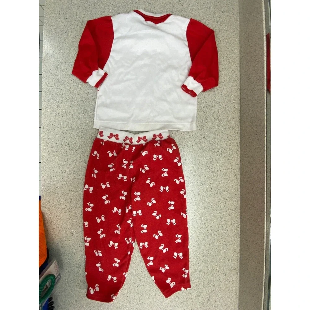 Health-tex Vintage Pajama Set‎ Sailor Bear Bows Red White 3T